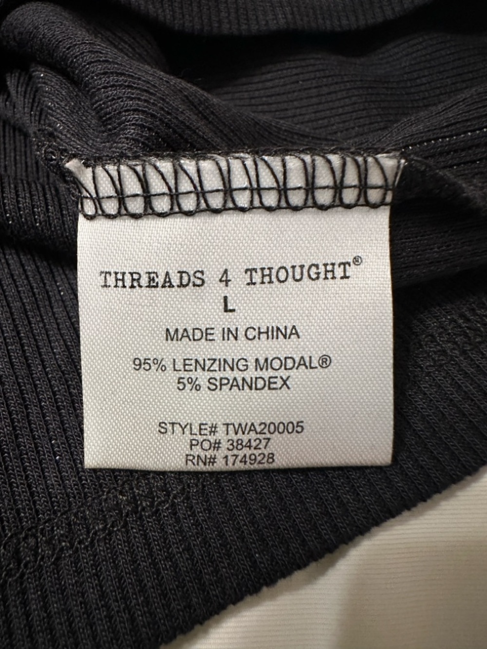 Threads 4 Thought Black Leoni Off-Shoulder Ribbed Tee - NWT - Size L - Picture 10 of 12